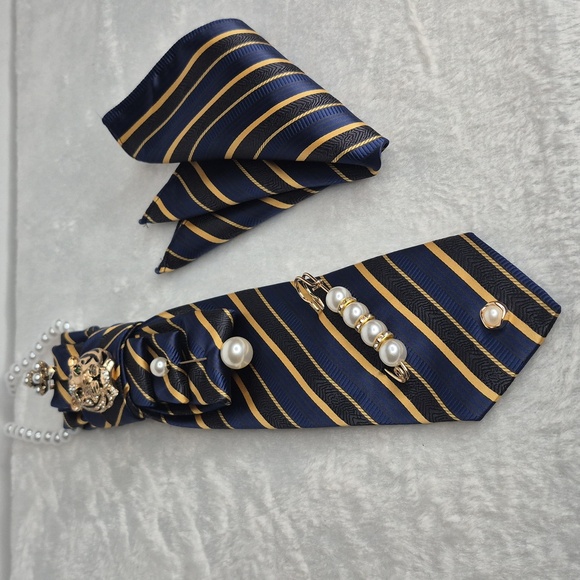 Handcrafted Luxury Fashion Necktie Necklace 📿 (Deep Blue Sea) - Picture 5 of 13